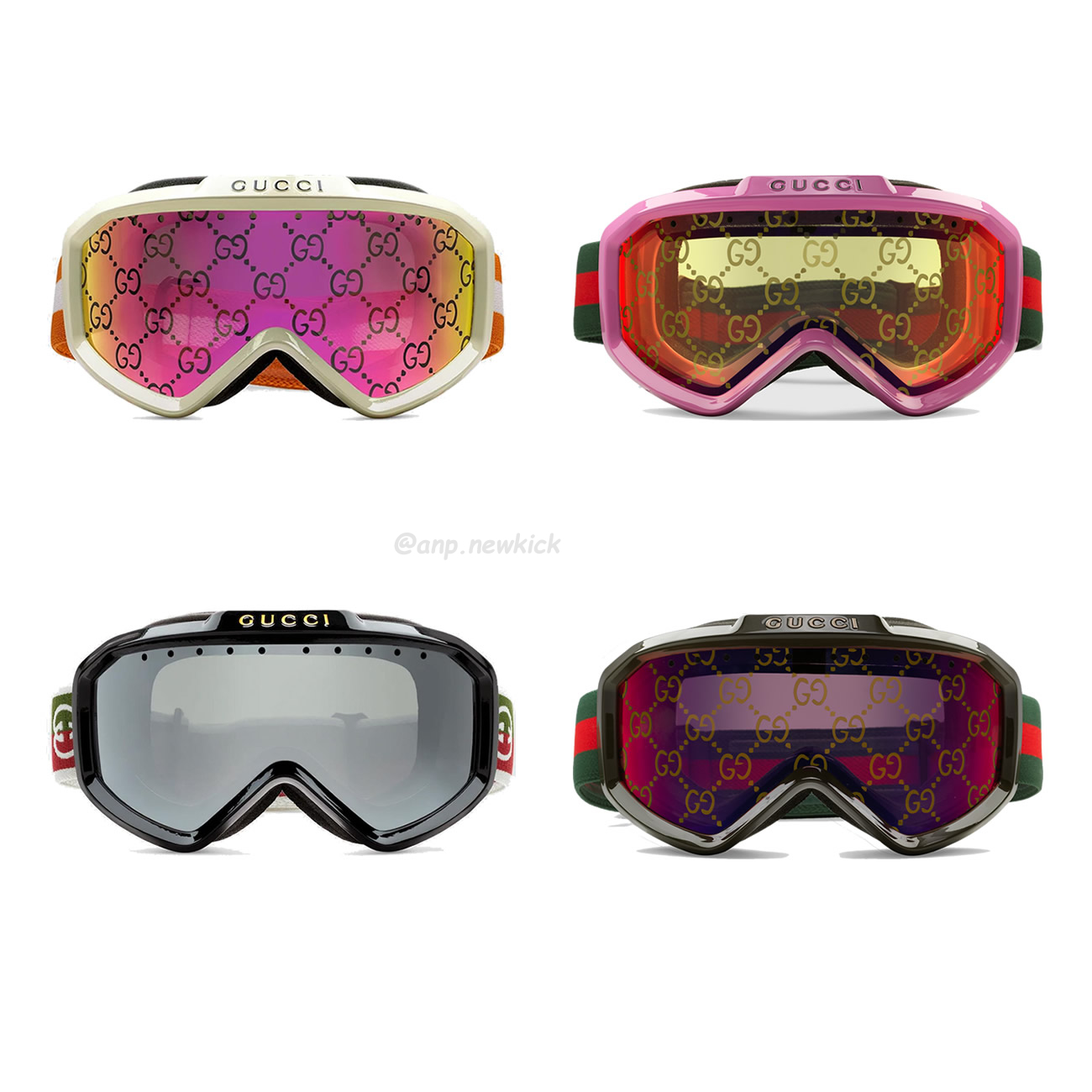 Gucci Ski Goggle Black Pink Olive Green White (1) - newkick.cc